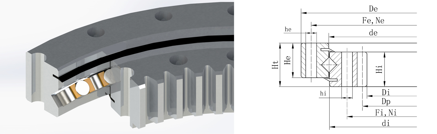 內(nèi)齒式交叉滾子轉(zhuǎn)盤(pán)軸承